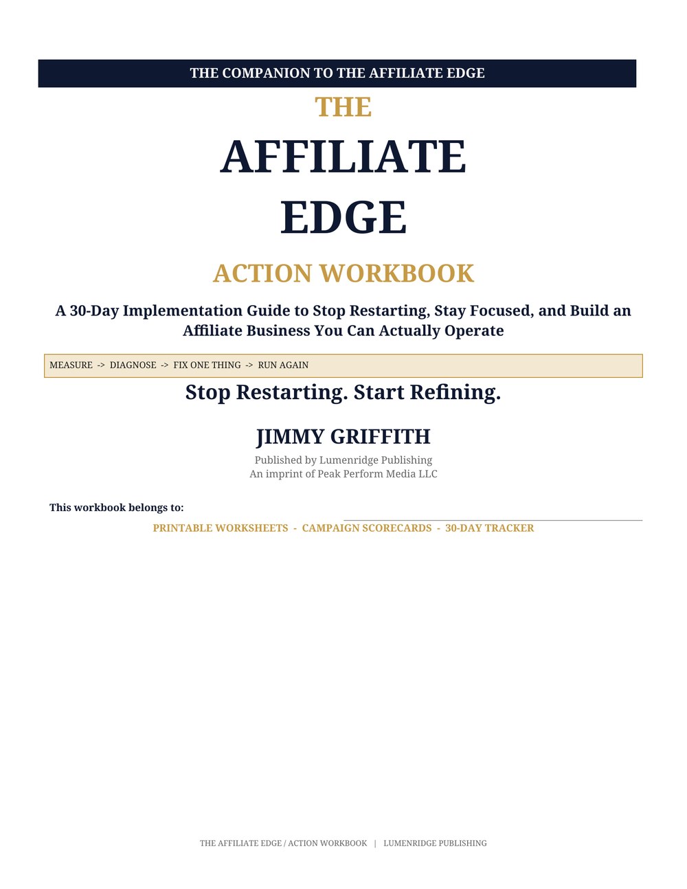 The Affiliate Edge Action Workbook cover
